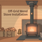 off grid wood stove installation cover