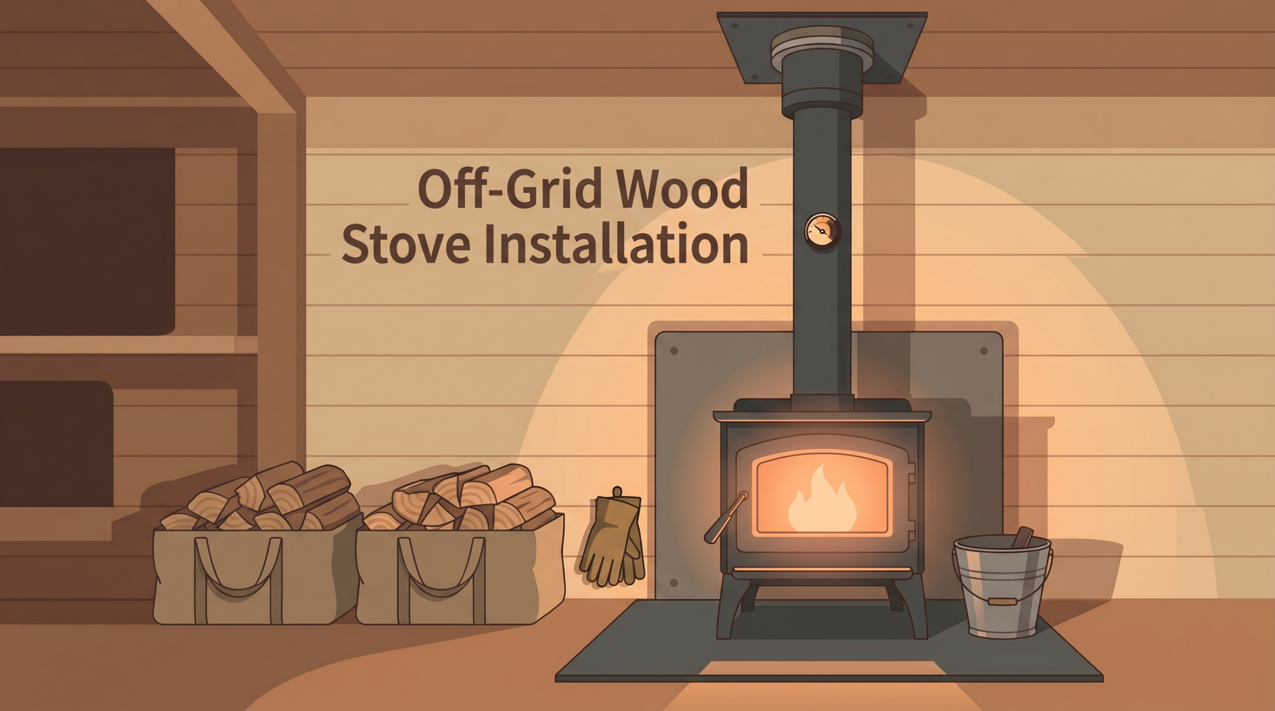 off grid wood stove installation cover