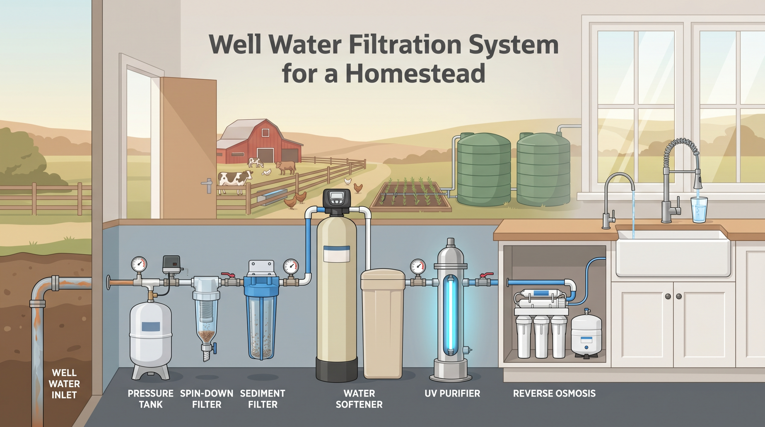 Well Water Filtration System for a Homestead
