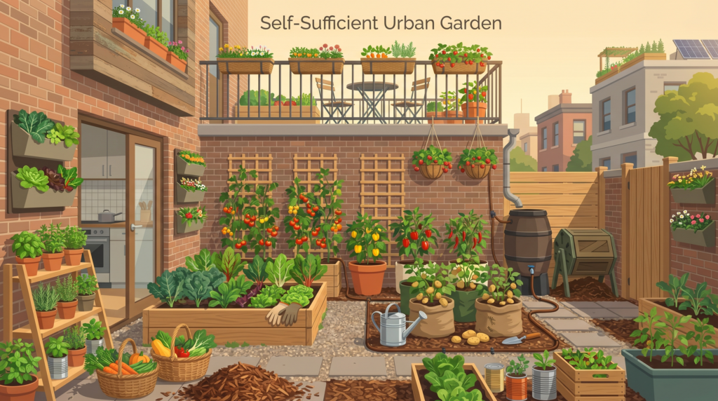 Self Sufficient Urban Garden: How to Grow More Food in a Small City Space