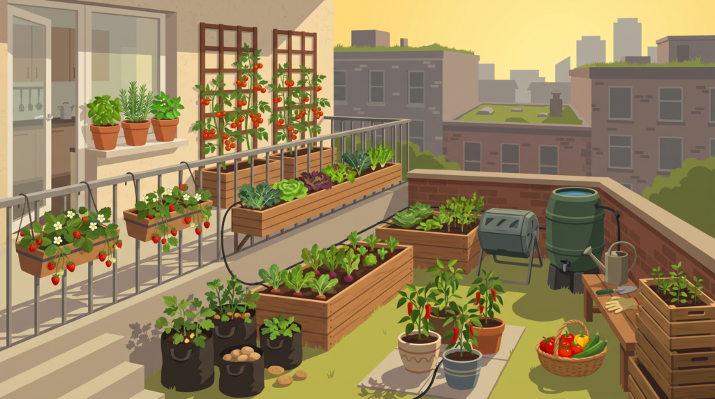 self sufficient urban garden